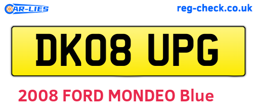 DK08UPG are the vehicle registration plates.