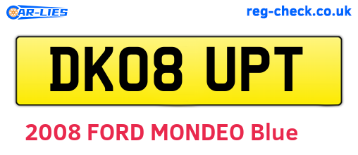DK08UPT are the vehicle registration plates.
