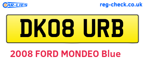 DK08URB are the vehicle registration plates.