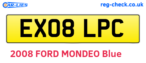 EX08LPC are the vehicle registration plates.