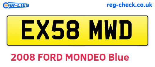 EX58MWD are the vehicle registration plates.