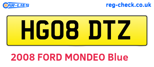 HG08DTZ are the vehicle registration plates.