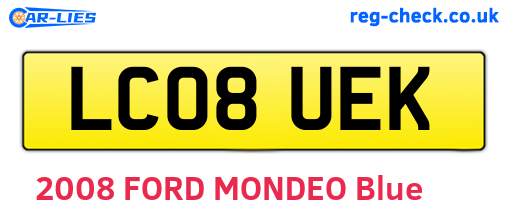 LC08UEK are the vehicle registration plates.