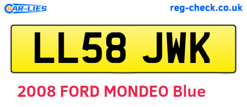 LL58JWK are the vehicle registration plates.