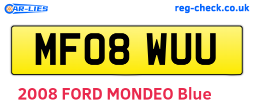 MF08WUU are the vehicle registration plates.