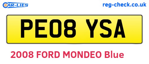 PE08YSA are the vehicle registration plates.