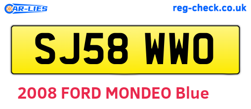 SJ58WWO are the vehicle registration plates.