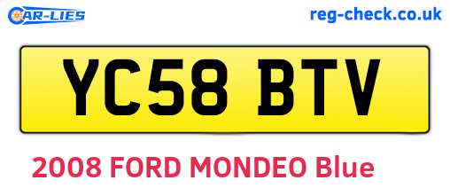 YC58BTV are the vehicle registration plates.