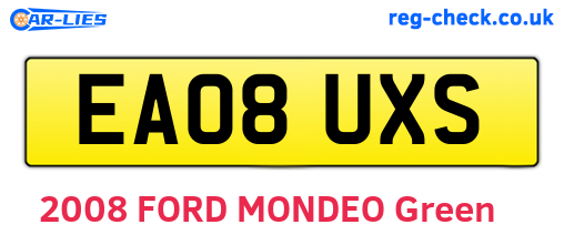 EA08UXS are the vehicle registration plates.