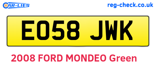 EO58JWK are the vehicle registration plates.