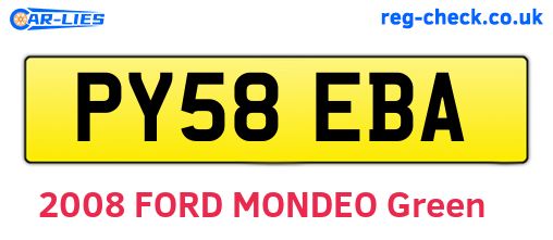 PY58EBA are the vehicle registration plates.
