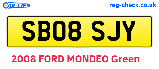 SB08SJY are the vehicle registration plates.
