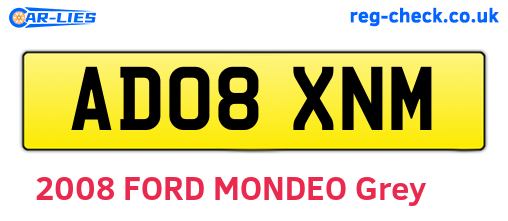 AD08XNM are the vehicle registration plates.