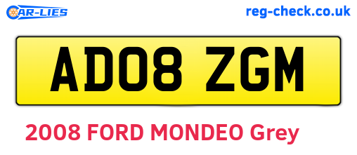 AD08ZGM are the vehicle registration plates.