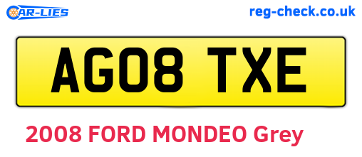 AG08TXE are the vehicle registration plates.