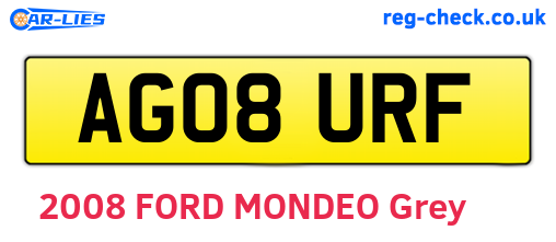 AG08URF are the vehicle registration plates.