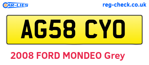 AG58CYO are the vehicle registration plates.