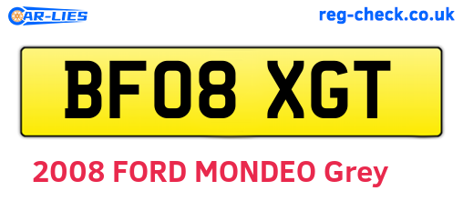 BF08XGT are the vehicle registration plates.