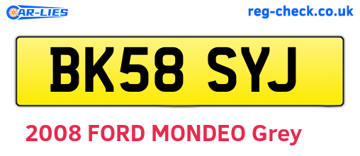 BK58SYJ are the vehicle registration plates.