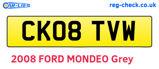 CK08TVW are the vehicle registration plates.