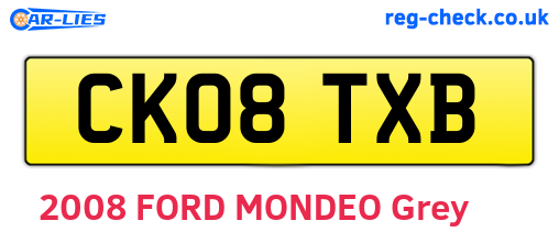 CK08TXB are the vehicle registration plates.
