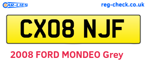 CX08NJF are the vehicle registration plates.