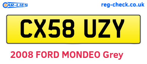 CX58UZY are the vehicle registration plates.