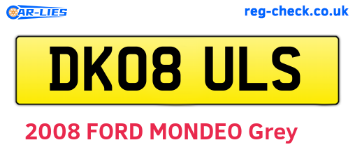 DK08ULS are the vehicle registration plates.