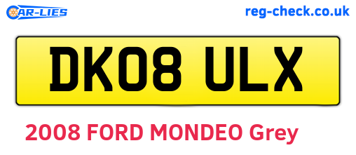 DK08ULX are the vehicle registration plates.