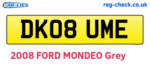 DK08UME are the vehicle registration plates.