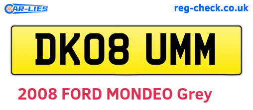 DK08UMM are the vehicle registration plates.