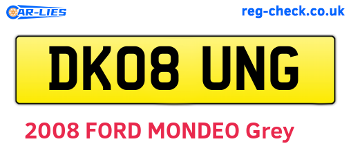 DK08UNG are the vehicle registration plates.