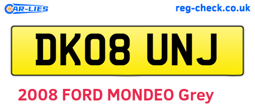 DK08UNJ are the vehicle registration plates.