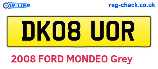 DK08UOR are the vehicle registration plates.