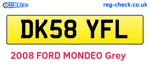 DK58YFL are the vehicle registration plates.