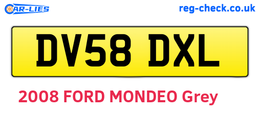 DV58DXL are the vehicle registration plates.