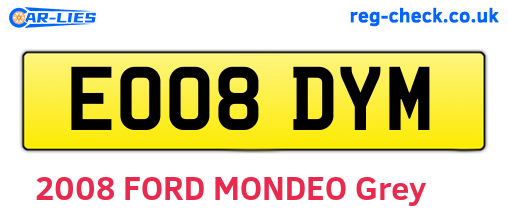 EO08DYM are the vehicle registration plates.