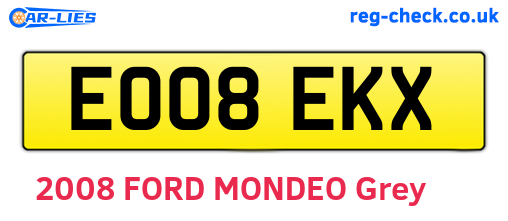 EO08EKX are the vehicle registration plates.