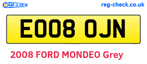 EO08OJN are the vehicle registration plates.