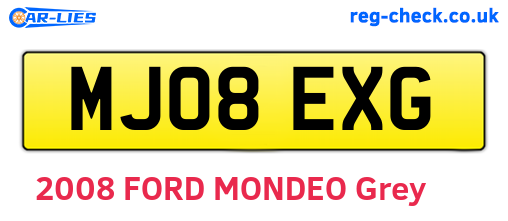 MJ08EXG are the vehicle registration plates.