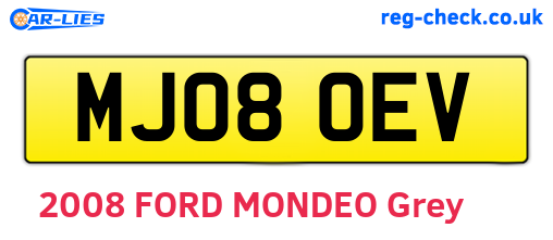 MJ08OEV are the vehicle registration plates.