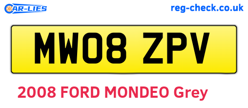 MW08ZPV are the vehicle registration plates.