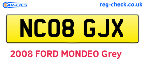 NC08GJX are the vehicle registration plates.