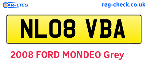 NL08VBA are the vehicle registration plates.