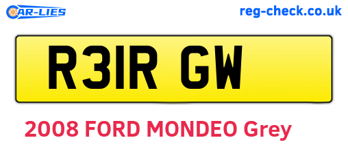 R31RGW are the vehicle registration plates.
