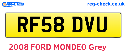 RF58DVU are the vehicle registration plates.