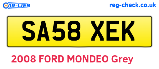 SA58XEK are the vehicle registration plates.