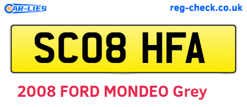 SC08HFA are the vehicle registration plates.