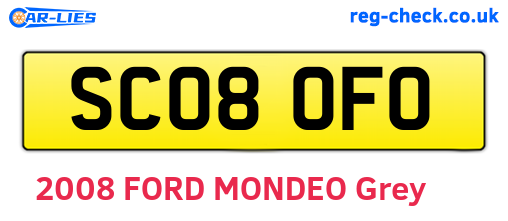 SC08OFO are the vehicle registration plates.