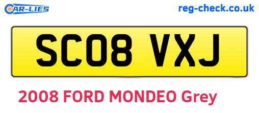 SC08VXJ are the vehicle registration plates.